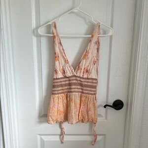Free People Floral V-Neck Sleeveless Top